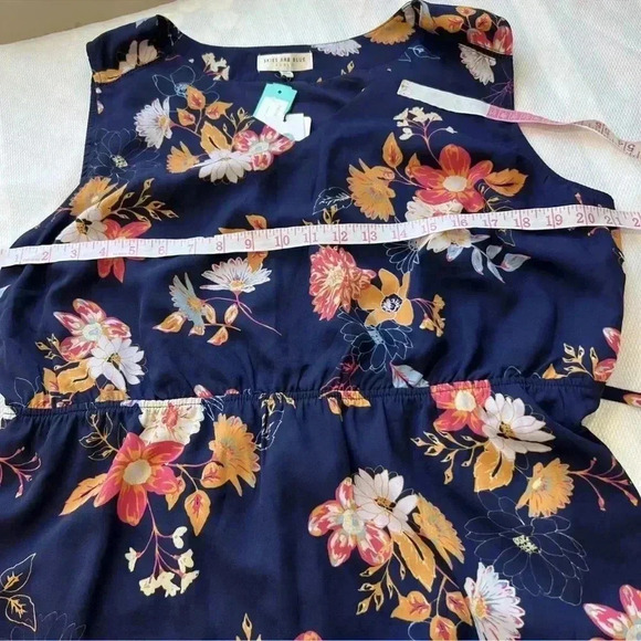Skies Are Blue Curvy Sleeveless Maxi Dress Plus Sz 2x VNeck Blue Floral - Picture 7 of 9